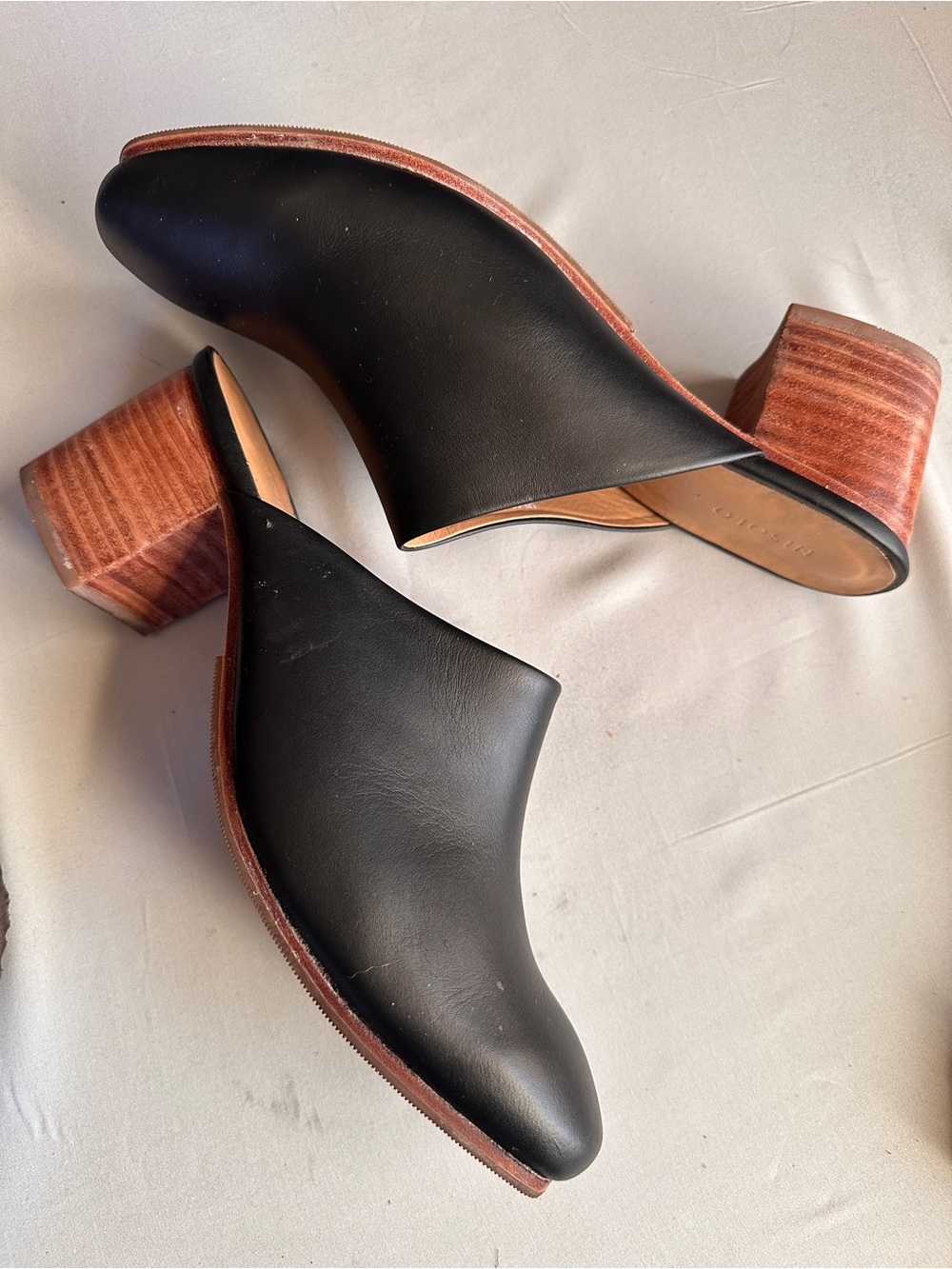 Nisolo All-Day Heeled Black Leather Mules Size 10